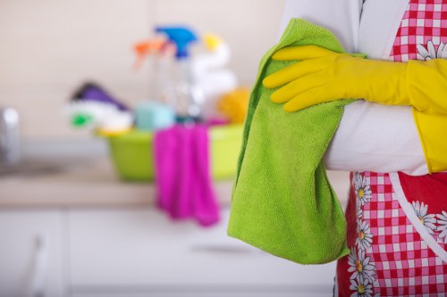 A cleaner maintaining shared office spaces in Fulham