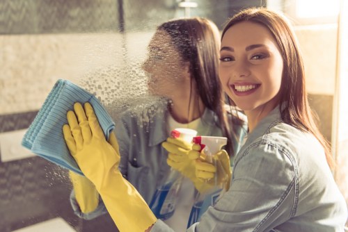 Professional exterior building cleaning on a Fulham street