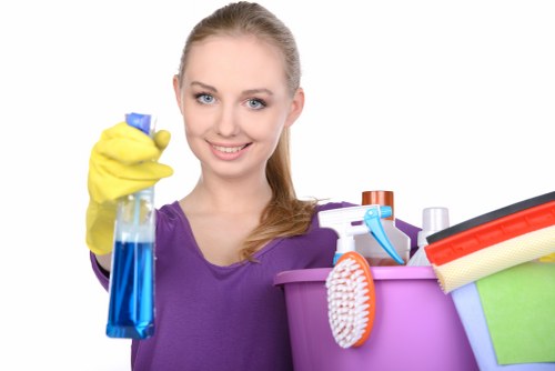 Local cleaner carrying out recurring cleaning in a Fulham apartment