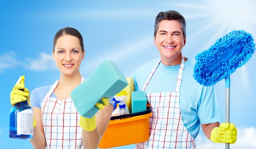 Professional gutter inspection and cleaning on a Fulham property