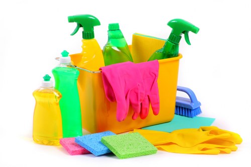Commercial cleaning team working in a modern Fulham office
